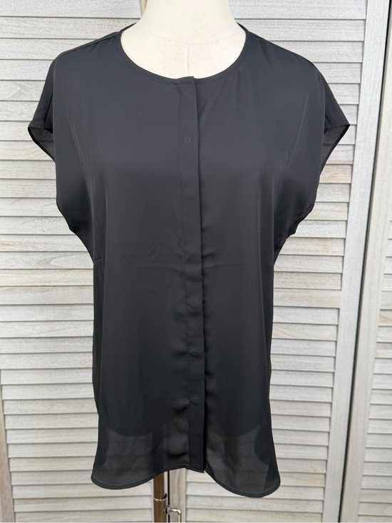 Apt. 9 Tops - APT 9 Sheer Black Short Sleeve Button Down Blouse Minimalist Career Office-M